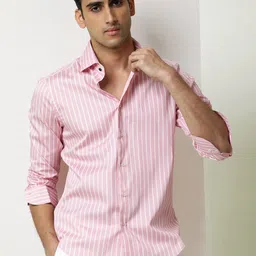 MISCHIEF MONKEY Classic Fit Striped Pure Cotton Casual Shirt-image-85