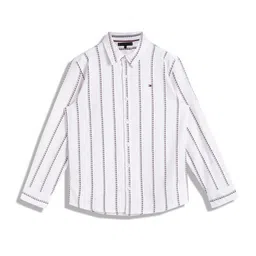 Tommy Hilfiger Boys Vertical Striped Spread Collar Opaque Cotton Casual Shirt-image-35