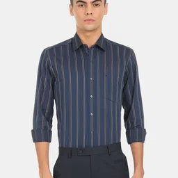 Arrow Men Blue Striped Formal Shirt-picture-19