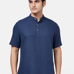 7 Alt by Pantaloons Mandarin Collar Cotton Linen Casual Shirt-image-18