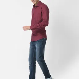 Crimsoune Club Men Red Slim Fit Checked Pure Cotton Casual Shirt-picture-38