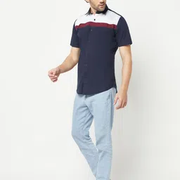 Crimsoune Club Slim Fit Colourblocked Pure Cotton Casual Shirt-picture-14