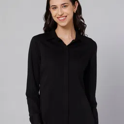 Cantabil Women Black Cotton Casual Shirt-picture-15