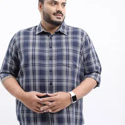 HIGHLANDER Men Plus Size Slim Fit Tartan Checks Casual Shirt image 1