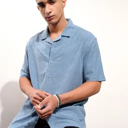 HIGHLANDER Relaxed Fit Drop Shoulder Cuban Collar Half Sleeve Shirt-picture-40