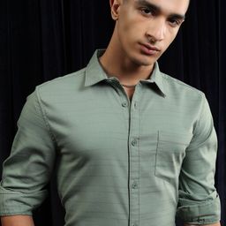 HIGHLANDER Men Spread Collar Solid Cotton Casual Shirt-picture-15