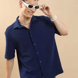HIGHLANDER Men Textured Oversized Casual Shirt-image-33