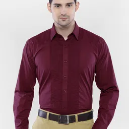 ASCIIBLUES Spread Collar Pin Tucks Detail Cotton Tuxedo Shirt image 1