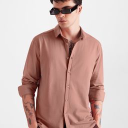 The Souled Store Brown Spread Collar Pure Cotton Casual Shirt-picture-17