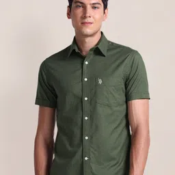 U.S. Polo Assn. Spread Collar Opaque Cotton Casual Shirt-picture-4