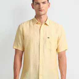 Arrow Sport Heathered Short Sleeves Twill Spread Collar Casual Shirt-picture-15
