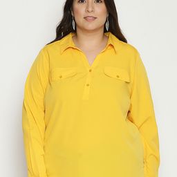 Oxolloxo Women Yellow Solid Long Sleeves Casual Shirt-picture-27