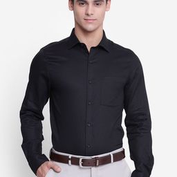 Turtle Men Black Slim Fit Opaque Formal Shirt-picture-19