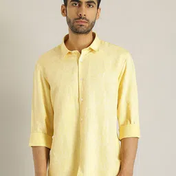 Indian Terrain Chiseled Slim Fit Floral Printed Spread Collar Pure Cotton Shirt-picture-34