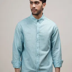 CLUBHAVANA Comfort Classic Fit Button-Down Collar Oxford Cotton Linen Casual Shirt-picture-39