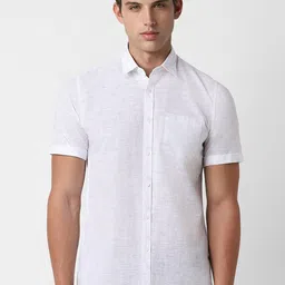 Peter England Casuals Slim Fit Spread Collar Short Sleeves Cotton Casual Shirt-image-52