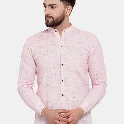 Enchanted Drapes Slim Fit Band Collar Pure Cotton Casual Shirt-image-79