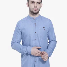 Kuons Avenue Smart Slim Fit Opaque Denim Casual Shirt-image-85