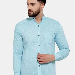 Enchanted Drapes Slim Fit Pure Cotton Mandarin Collar Casual Shirt-picture-22