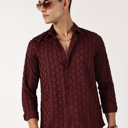 Thomas Scott Men Premium Spread Collar Textured Casual Shirt-picture-10