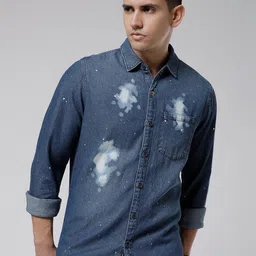 WROGN Standard Slim Fit Faded Twill Cotton Casual Shirt-picture-20