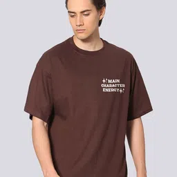 Besick Men Typography Printed Round Neck Oversized Solid Cotton T-shirt-picture-36