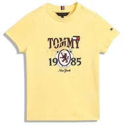 Tommy Hilfiger Boys LB AI Typography Printed Round Neck Cotton T-shirt-image-84