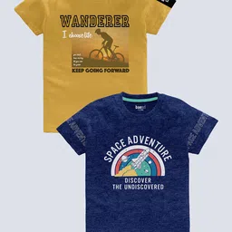 BAESD Boys Pack Of 2 Typography Printed Pure Cotton T-shirt-picture-28