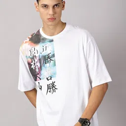 THE HOLLANDER Men Graphic Printed Round Neck Cotton Drop-Shoulder Oversized T-shirt-picture-28