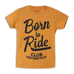 THETA Boys Yellow Typography Printed Cotton T-shirt-picture-52