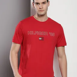 Tommy Hilfiger Typography Printed Crew Neck Pure Cotton T-shirt-picture-43