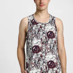 VEIRDO White & Black Abstract Printed Sleeveless Pure Cotton T-shirt-picture-35