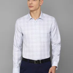 Louis Philippe Permapress Men Blue Slim Fit Checked Wrinkle Free Formal Shirt-picture-13