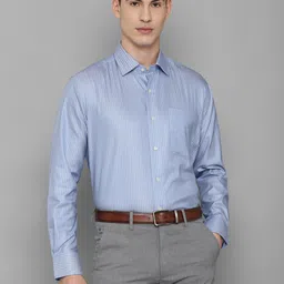 Luxure by Louis Philippe Men Blue Striped Formal Shirt-picture-43