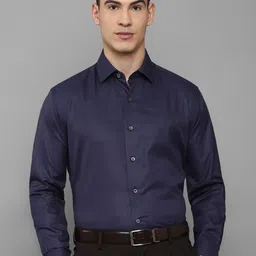 Luxure by Louis Philippe Men Regular Fit Navy Blue Formal Shirt-picture-22