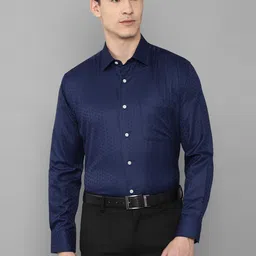 Luxure by Louis Philippe Men Navy Blue Cotton Formal Shirt-picture-17