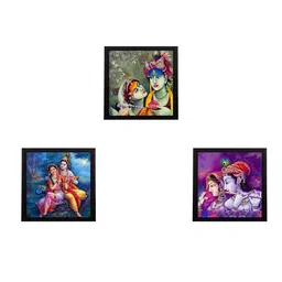 eCraftIndia Black 3 Pieces Radha Krishna Satin Matt Texture UV Wall Art-picture-13