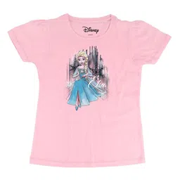 Frozen Girls Pink Printed Round Neck Cotton T-shirt-picture-42