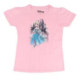 Frozen Girls Pink Frozen Printed Round Neck Pure Cotton T-shirt-image-76