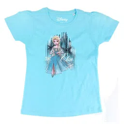 Frozen Girls Blue Frozen Printed Round Neck Pure Cotton T-shirt-image-77