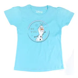 Frozen Girls Blue Frozen Printed Round Neck Pure Cotton T-shirt-image-68