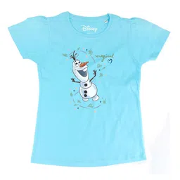 Frozen Girls Blue Frozen Printed Round Neck Pure Cotton T-shirt-image-55