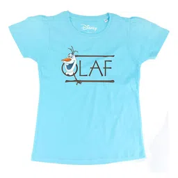 Frozen Girls Blue Olaf Printed Round Neck Cotton T-shirt-picture-10