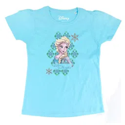 Frozen Girls Blue Frozen Printed Round Neck Pure Cotton T-shirt-image-56