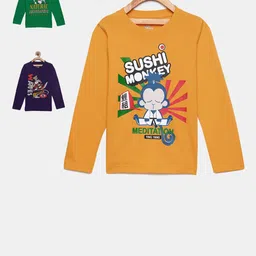 dongli Boys Pack of 3 Printed Round Neck T-shirts-image-52