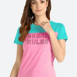 shashvi Women Pink Typography Printed T-shirt-image-29