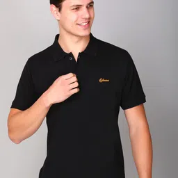 Obaan Men Black Solid Polo Collar T-shirt-picture-51