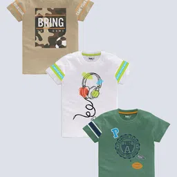 BAESD Boys Pack Of 3 Typography Printed Pure Cotton T-shirt-picture-30