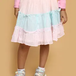 V-Mart Girls Colourblocked Tiered Flared Skirt-picture-51