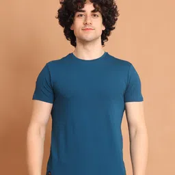 berry blues Round Neck Cotton T-shirt-image-45